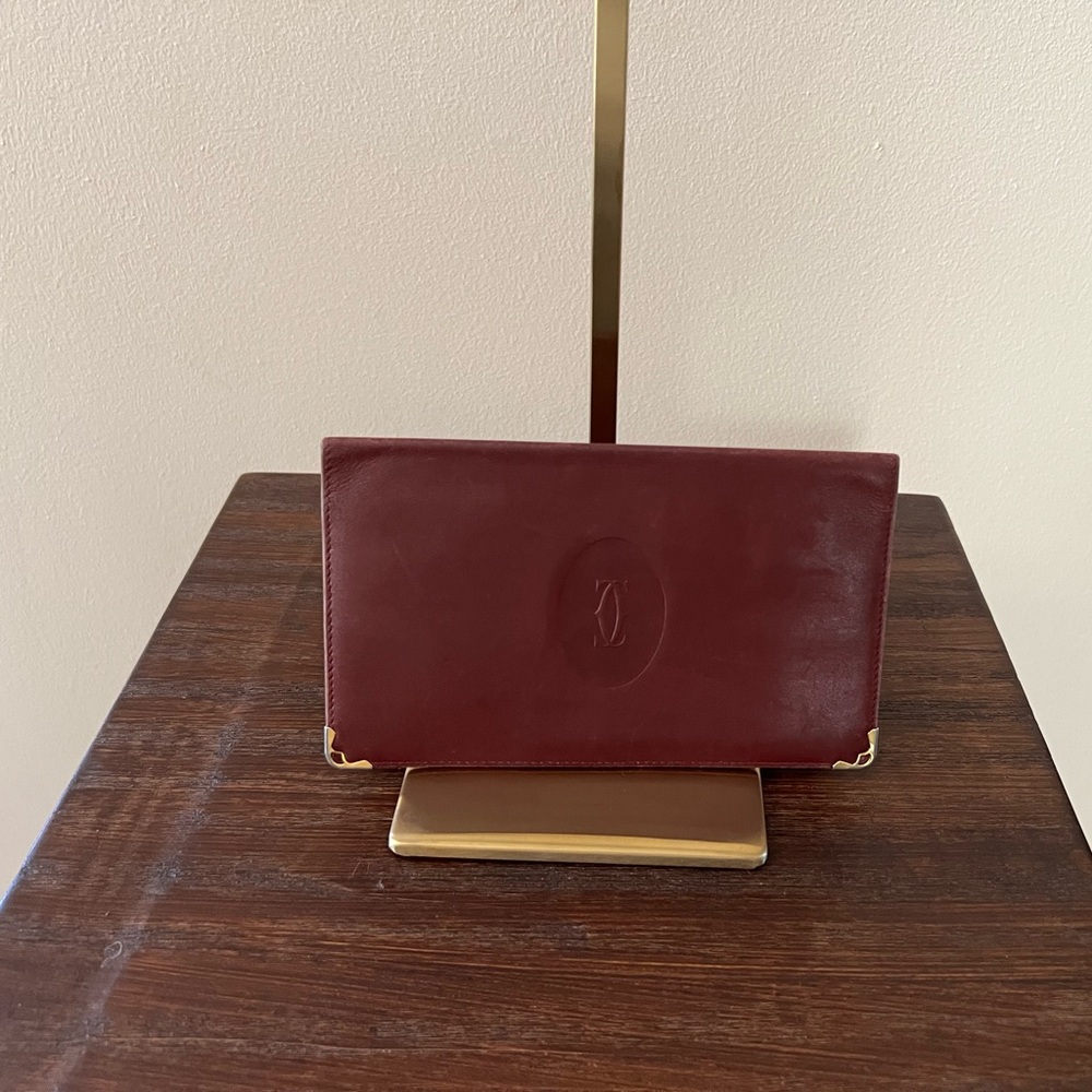 Cartier Elegant Burgundy Leather Clutch
